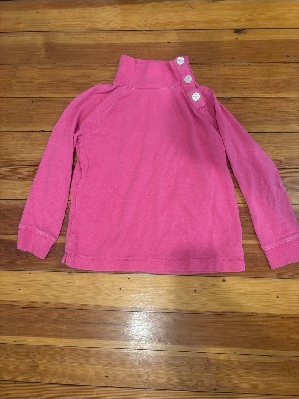 Crewcuts Hot Pink Button-Shoulder Pullover Sweatshirt - Size 6/7